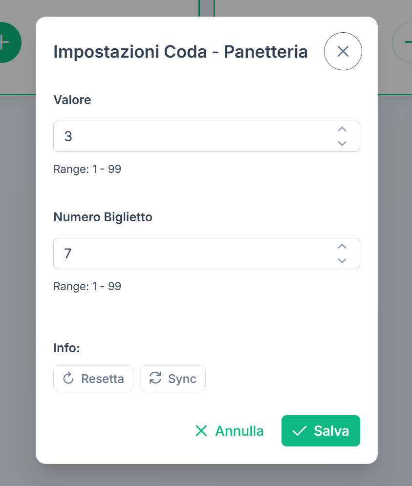 Impostazioni della coda