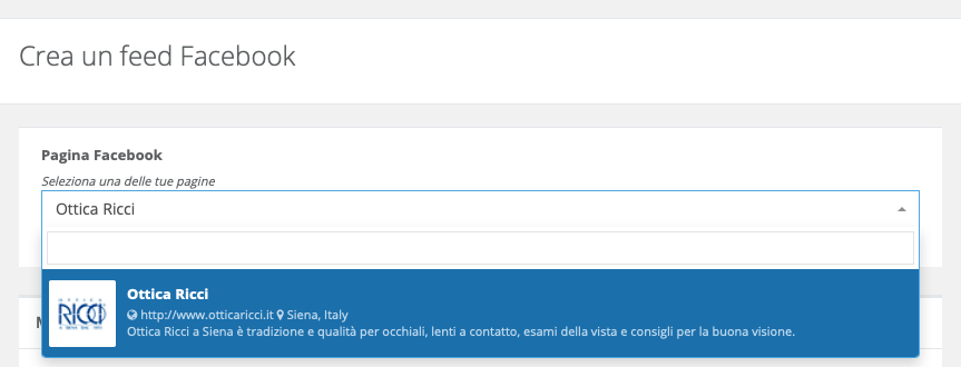 Facebook page creation menu